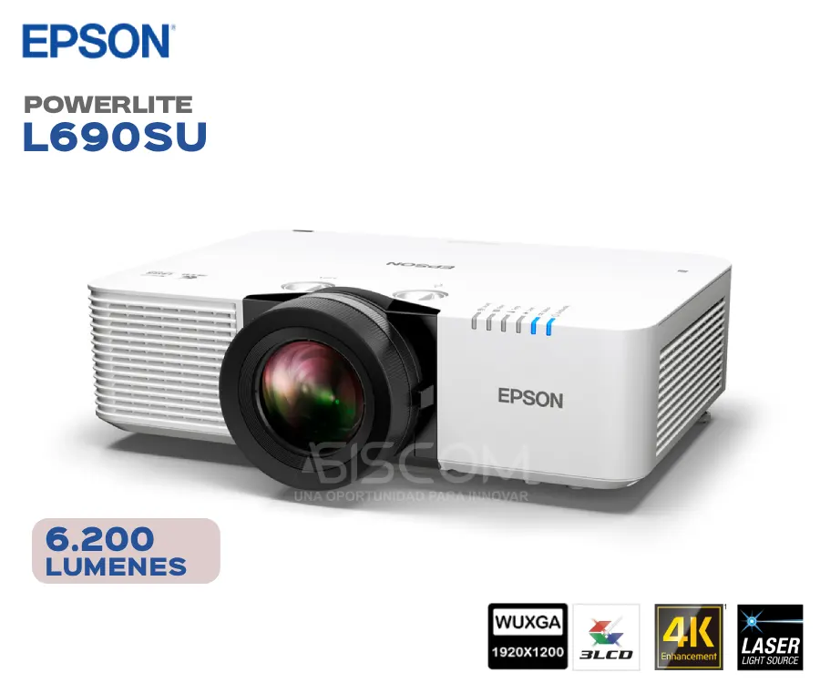 Proyector Epson Laser PowerLite L690SU WUXGA 6200Lm WiFi